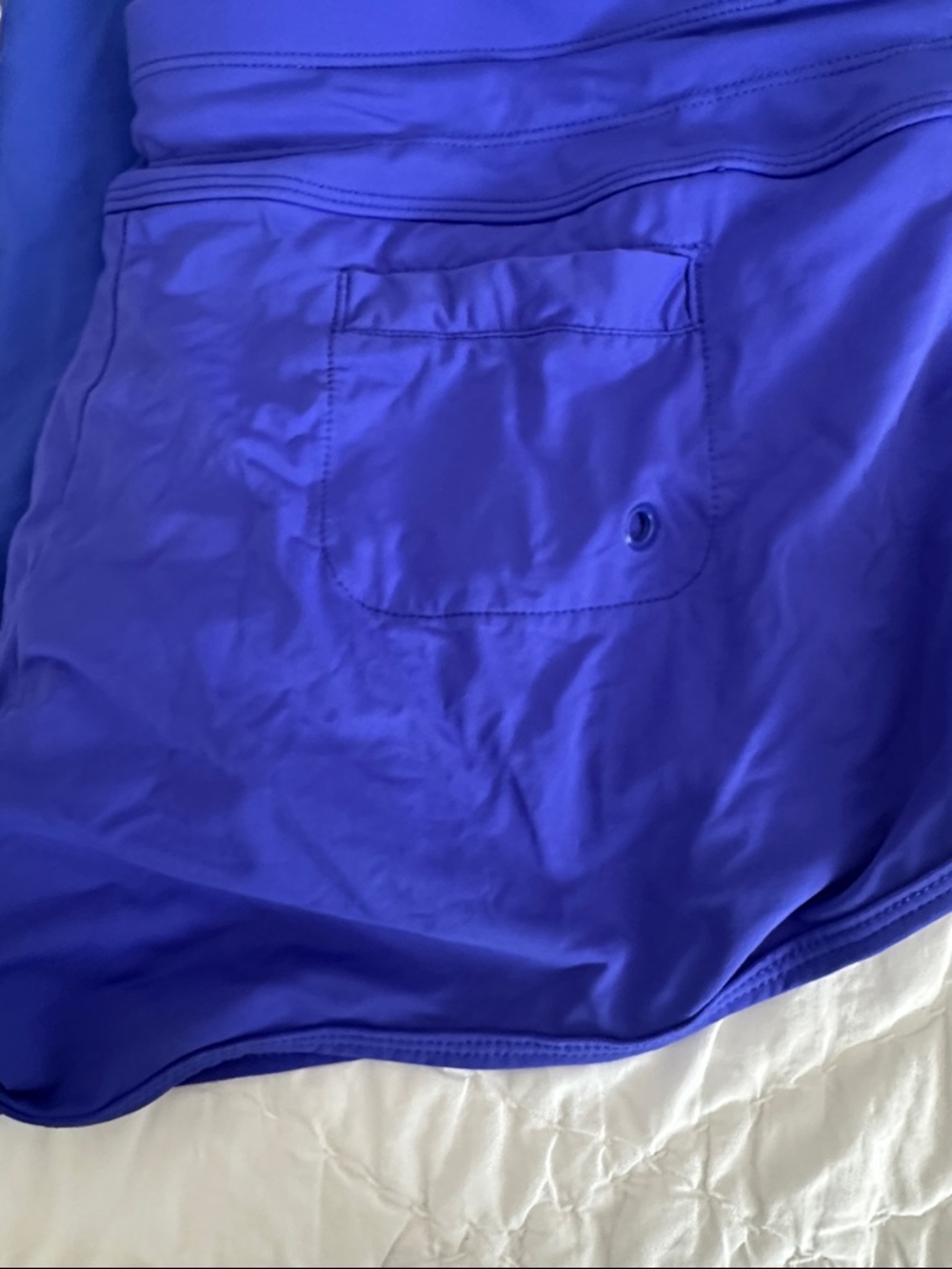 Athleta bathing suit set-blue swim top, shorts set with rashguard top - Picture 5 of 8